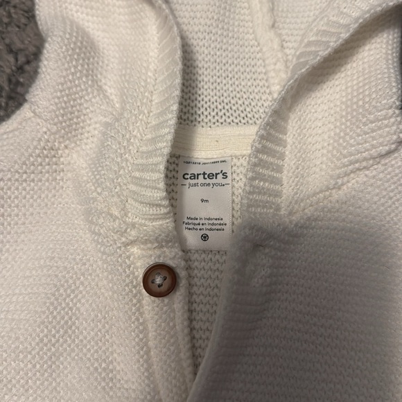 Carter’s White Baby Sweater With Bear Ears On Hoodie - Picture 6 of 11